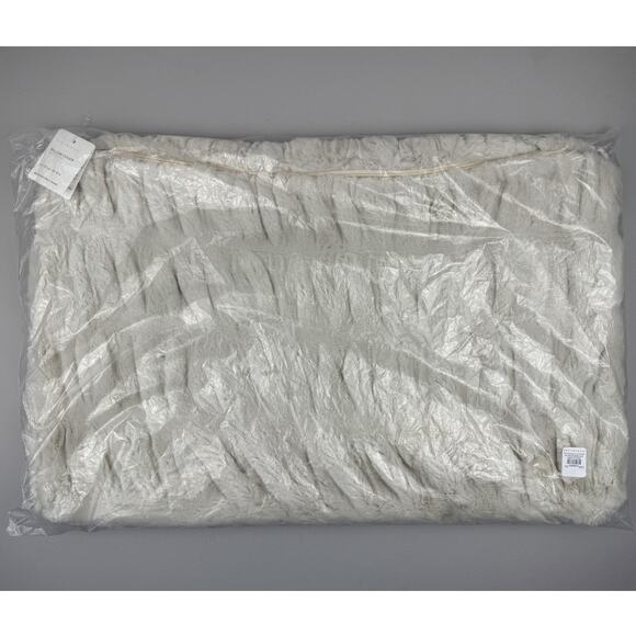 Pottery Barn Lumbar Pillow Cover Ruched Faux Fur Ivory 16x26 Soft Plush Cream - Picture 9 of 10